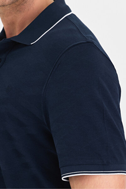 ENQUE Чоловічий базовий некручений поло з прямим коміром, прямий крій, бавовна, slim fit футболка