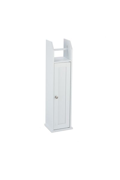 Relaxdays Dulap de baie cu suport pentru hârtie igienică, compartiment cu 2 compartimente de depozitare MDF, alb, 20 x 18 x 78,5 cm