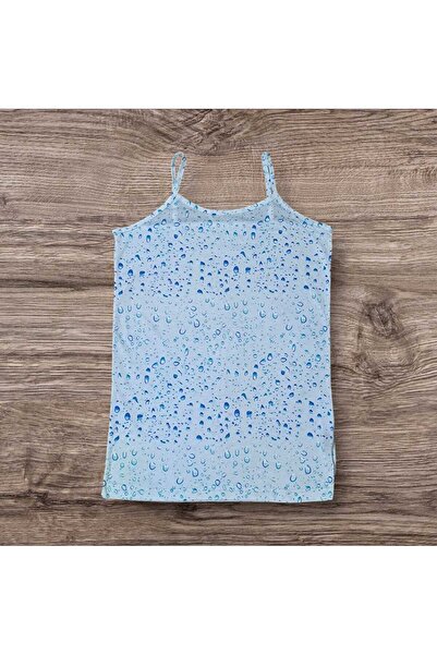 ESTA STORE mavi yağmur damlalı ip askılı atlet dar kalıp