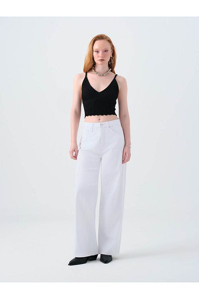 Loft Wide Leg Regular Fit White Women's Jean Pants Lf2039976