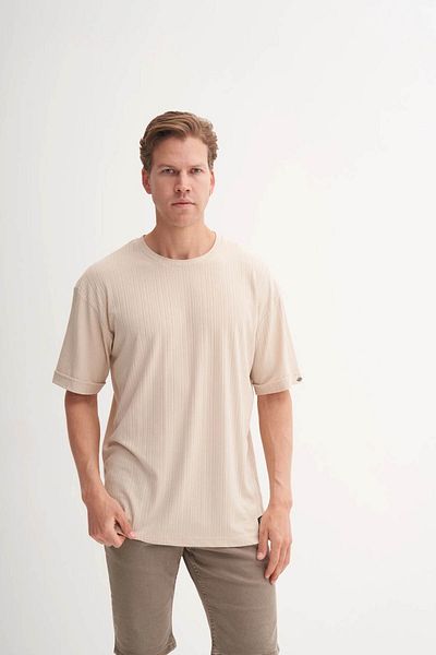 Cazador Ανδρικό μπλουζάκι Crew Neck Beige 4263
