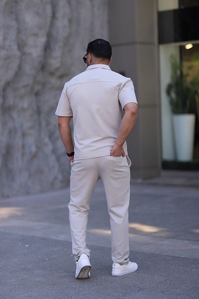 cto your style Men's Polo Neck T-Shirt Comfortable Tooling Zipper Detailed Bottom Top Suit
