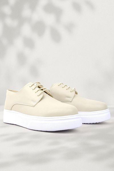 Rakerplus Pantofi clasici pentru copii Derby Cream cu talpă înaltă