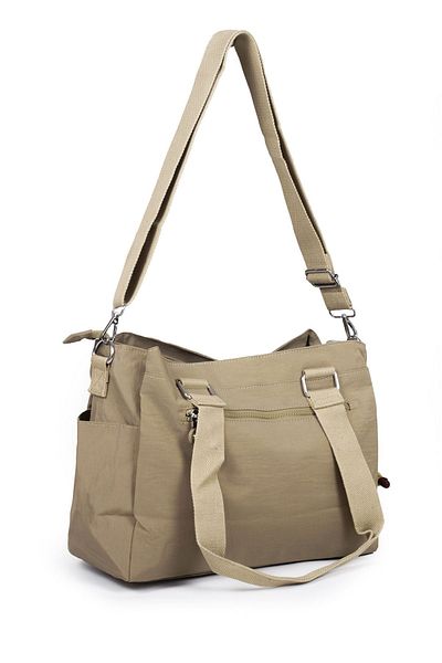 İMAKS Dark Beige Large Size Water Repellent Crinkle Messenger Bag - Cross Shoulder Handle, Function Hand 3026