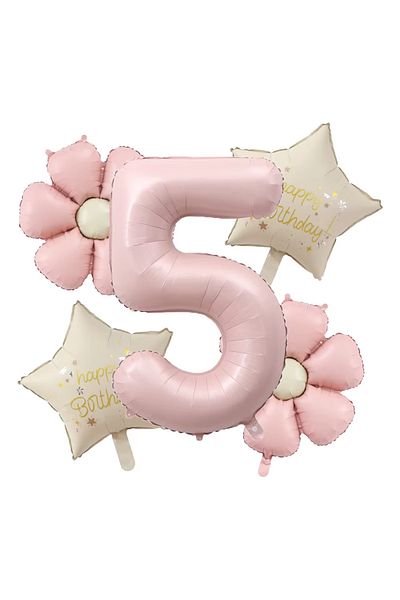 KBK MARKET Happy Birthday Pink Foil Balloon Set