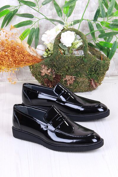 Mehmet Mete 42241 Patent Leather Comfortable Lightweight Genuine Leather Men's Shoes