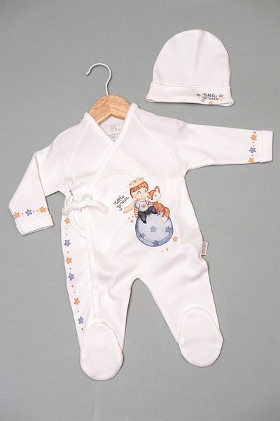 BABYLİM Little Prince Double Breasted Jumpsuit Set 100% Cotton 0-3 Months Baby Boy