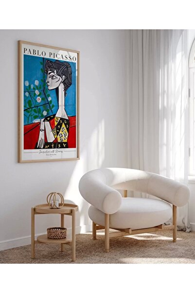 VOGLOO Çerçevesiz Poster Pablo Picasso Jacqueline with Flowers