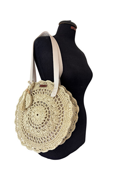 Kybele Handmade Ekru Çiçek Omuz Çantası