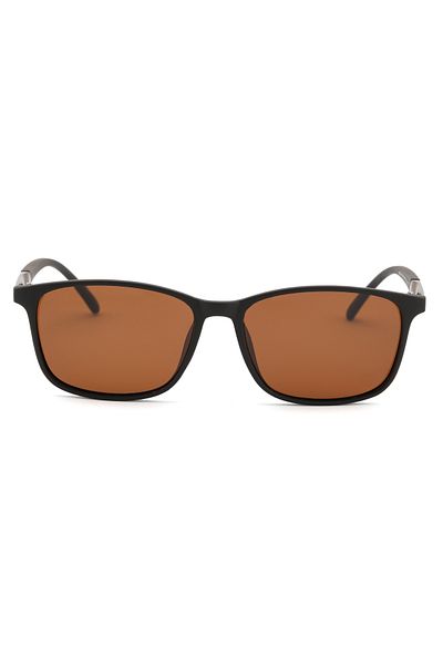 Angel Eyes Rectangle Design Brown Frame Brown Glass Polarized Men's Goggle Ce Certified