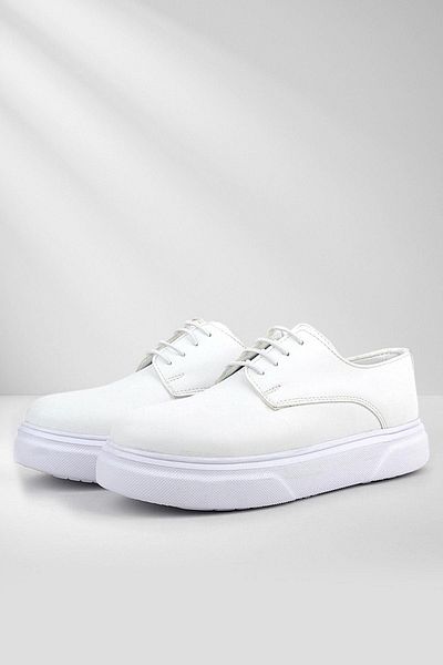 Rakerplus Pantofi clasici pentru copii Derby White Skin cu talpă înaltă