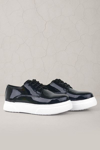 Rakerplus Derby Black Patent Leather White Sole Children's Classic Shoes