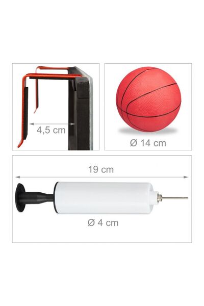 Relaxdays coș de baschet interior, 45 x 45 x 33 cm