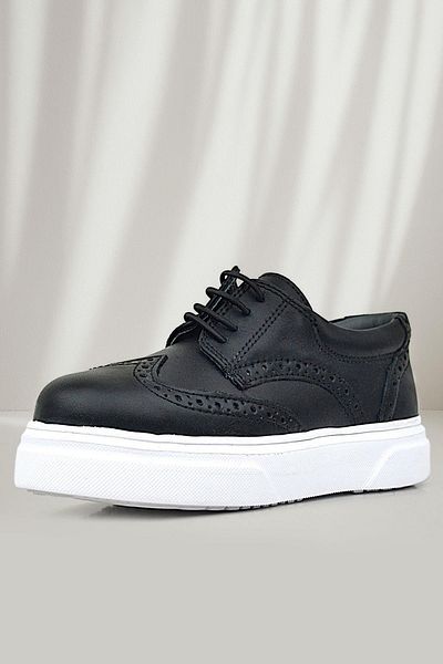 Rakerplus Pantofi clasici Oxford pentru copii - piele naturală, talpă albă neagră