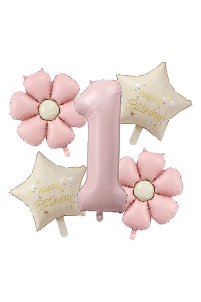 KBK MARKET Happy Birthday Pink Foil Balloon Set