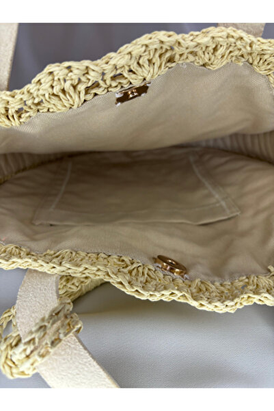 Kybele Handmade Ekru Çiçek Omuz Çantası