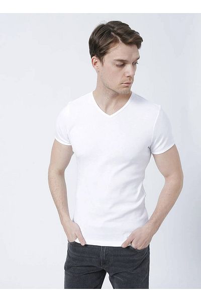 Mavi Tricou alb pentru bărbați, cu croiala ajustată/în formă de corp 063748-620