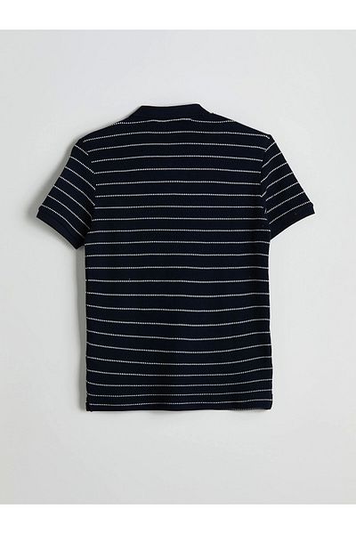 LC Waikiki Ανδρικό μπλουζάκι XSIDE Navy Blue Polo με ριγέ υφή