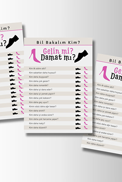 Metranya Gelin Mi? Damat Mı? 15 Adet Bride To Be Soru Kartları Düğün Nişan Bekarlığa Veda Partisi Oyun Kartı