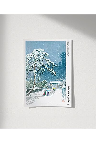 VOGLOO Çerçevesiz Poster Hasui Kawase Ikegami'deki Honmonji Tapınağı