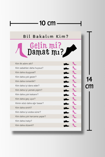 Metranya Gelin Mi? Damat Mı? 15 Adet Bride To Be Soru Kartları Düğün Nişan Bekarlığa Veda Partisi Oyun Kartı
