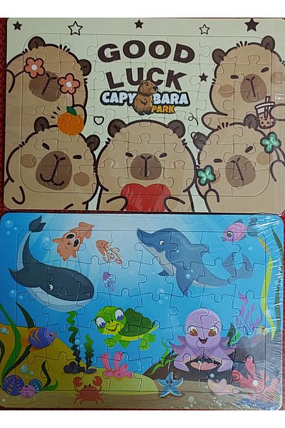 ada çanta kırtasiye 2 Pieces Puzzle Puzzle (33Cm*23Cm*42Pcs) (Capybara/Friends in the Sea)