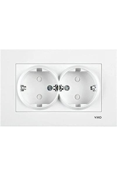 VİKO -karre Beyaz 2'li Çocuk Korumalı Topraklı Priz