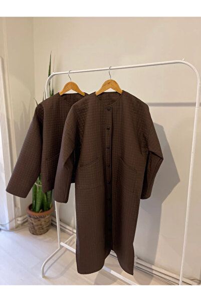 Motto Collection Acı kahve uzun kapitone ceket