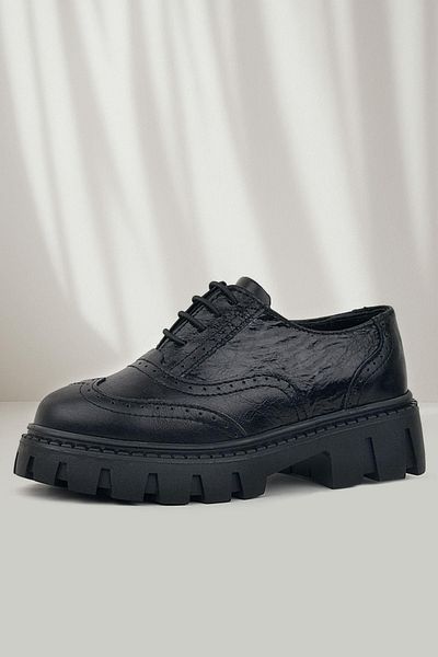 Rakerplus Pantofi casual Oxford cu șireturi din piele naturală din piele naturală