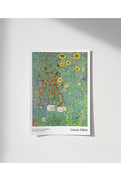 VOGLOO Çerçevesiz Poster Gustav Klimt Ayçiçekli Çiftlik Bahçesi 2