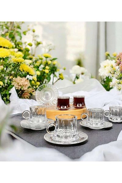ÇEÇEN HOME 12 Piece Glass Cup Set for 6 People