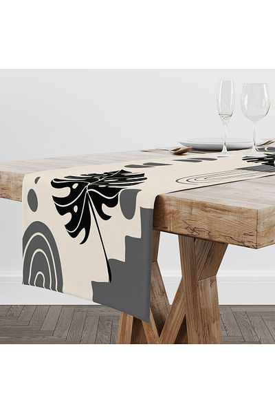 Hayal Dekoratif Bohemian Boho Themed Blue Cream Colored Decorative Gift45X100'Cm Decoration Runner Table Cloth