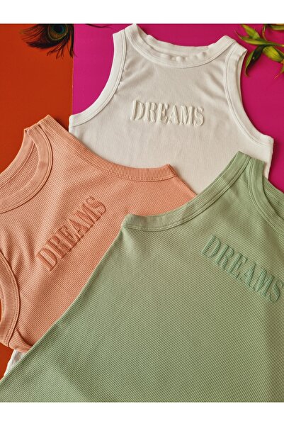 Demirsa Boutique Halter Neck 3-Piece Powder, Green and White Color Modal Camisole Women's Undershirt