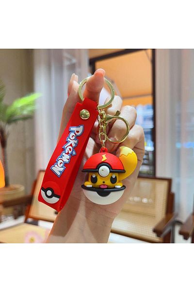 Miniso Eevee Poké Ball Pikachu Figure Keychain Cute Pokemon Doll Jewelry Schoolbag Pendant Car Keyring Acce