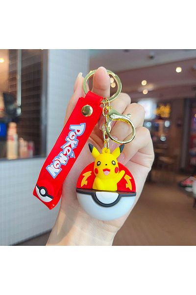 Miniso Pikachu-3 Poké Ball Pikachu Figure Keychain Cute Pokemon Doll Jewelry Schoolbag Pendant Car Keyring