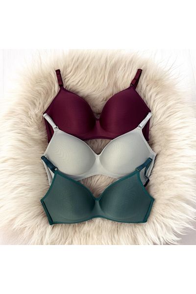 Kerem Giyim Set de sutien Lotus (FĂRĂ umplutură) pentru femei, fără sârmă, 3 piese
