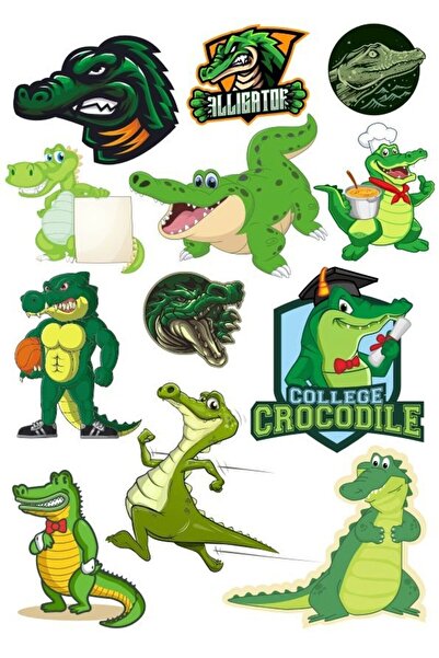 Reysa Tasarım مجموعة ملصقات التمساح-1 مكونة من 12 قطعة للهاتف والكمبيوتر اللو...