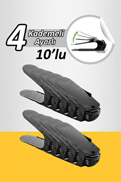 Fevito 10 брои черни 4-степенни рампи за обувки, регулируем по височина органайзер за обувки, спестява място