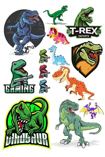 Reysa Tasarım مجموعة ملصقات الديناصورات - 1 14 قطعة للهاتف والكمبيوتر اللوحي ...