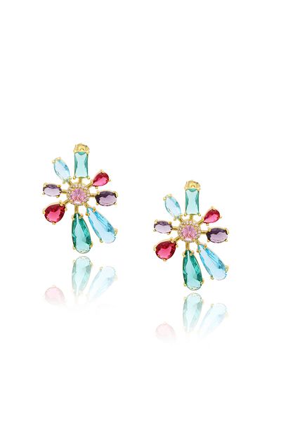 la nuit jewellery Lyra Drops Colorful Flower Earrings