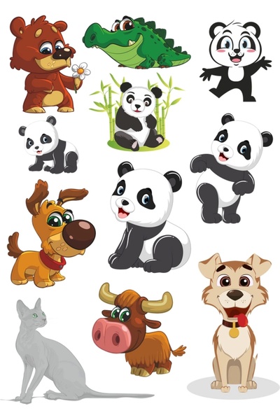 Reysa Tasarım مجموعة ملصقات حيوانات لطيفة - 2 11 قطعة هاتف، جهاز لوحي، كمبيوت...