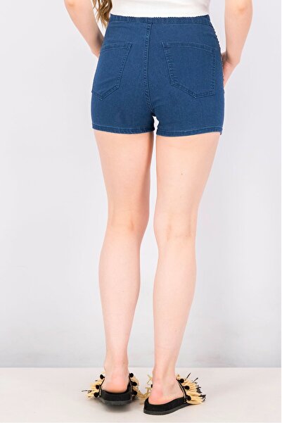 Jennyfer Women Textured Denim Shorts, Denim Blue