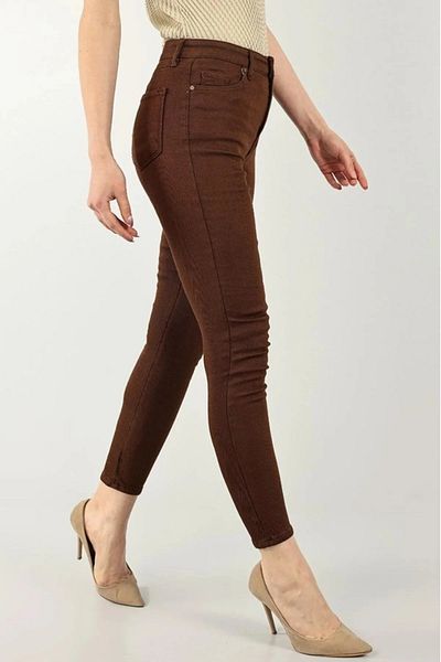 TugsatTasarTekstil Brown Super Skinny Jean Women's Skinny Leg Tightening Jeans