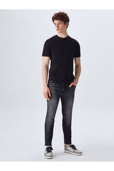 Ltb Μαύρο μπλουζάκι με κοντό μανίκι Crew Neck Basic