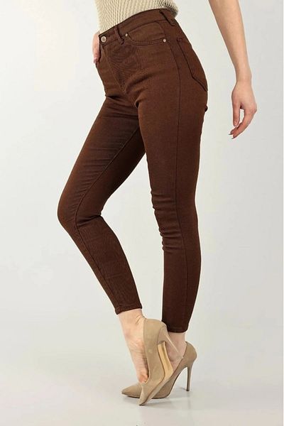 TugsatTasarTekstil Brown Super Skinny Jean Women's Skinny Leg Tightening Jeans