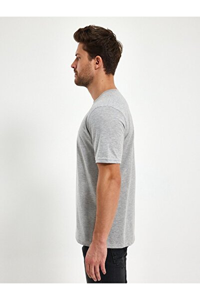 Ltb Μπλουζάκι με λαιμόκοψη με κοντό μανίκι κανονικό γκρι