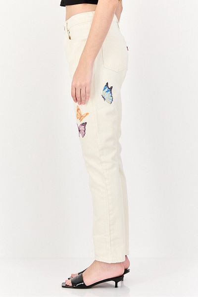 Levi's Women Regular Fit Graphic Print No Stretch Jeans, Off White