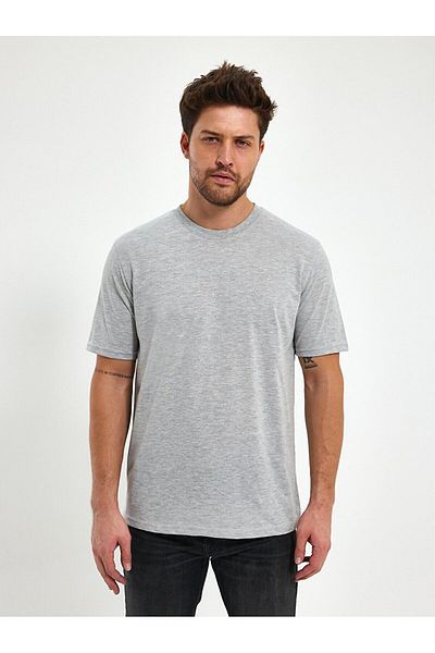Ltb O-Neck Basic Short Sleeve Regular Gray T-Shirt