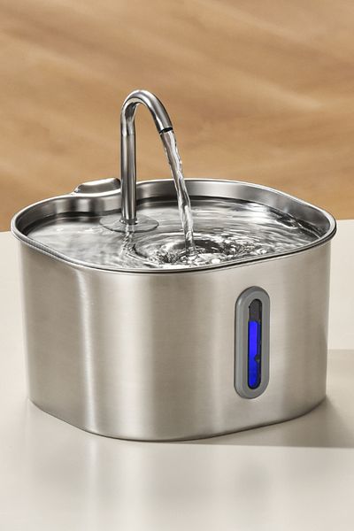 Aryuper 2.2 L Stainless Steel Water Dispenser with Water Level Indicator Water Fountain Water Dispenser for Cat Dog