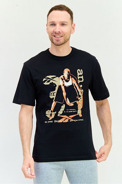 Reebok Men Sportswear Fit Short Sleeve Outdoor T-Shirt, Black